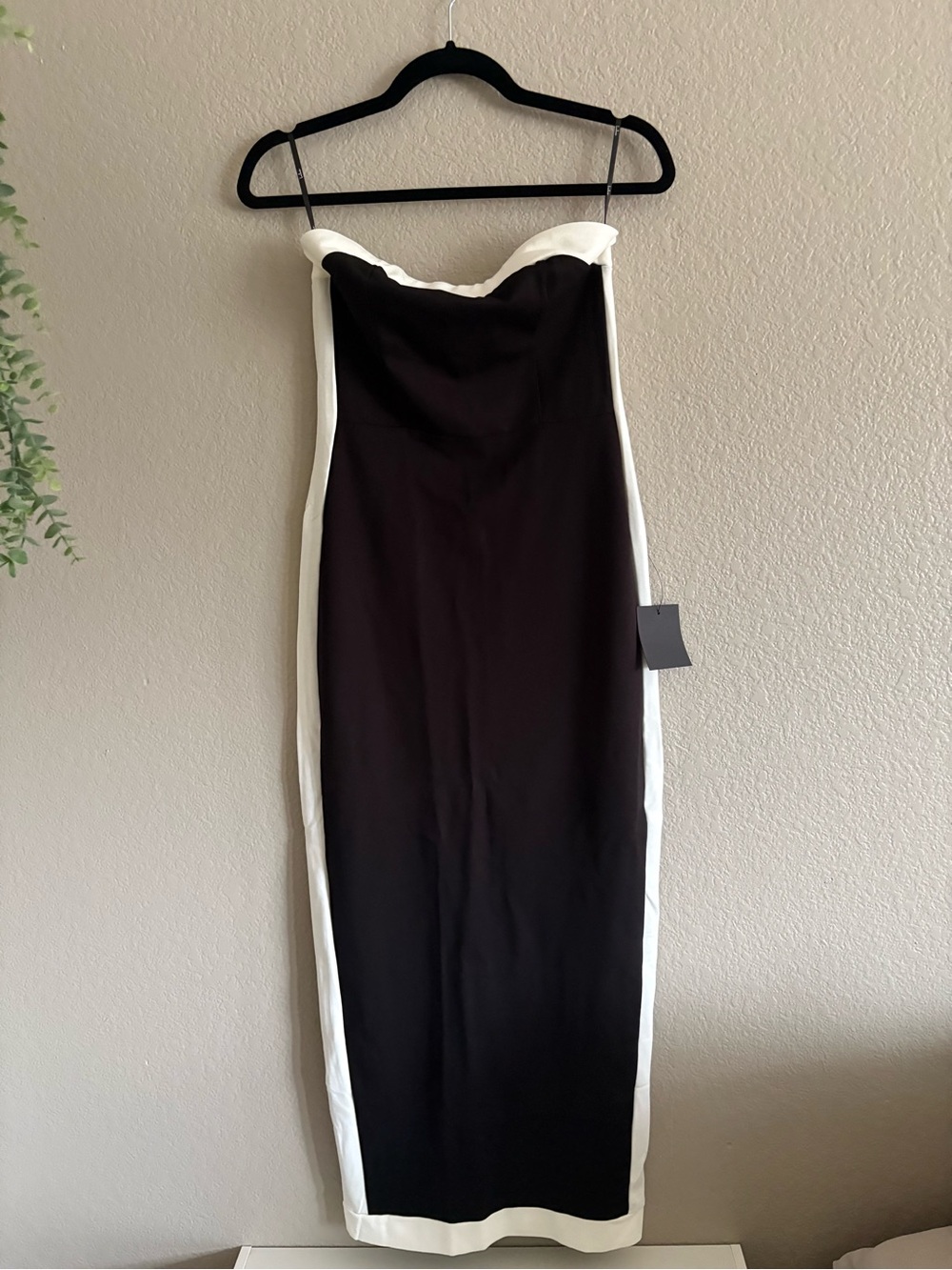 Black and White Strapless Column Dress